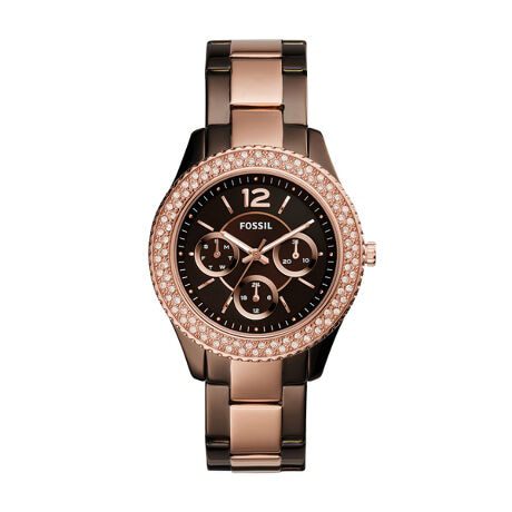Montre Fossil ES4079 double ton marron noir