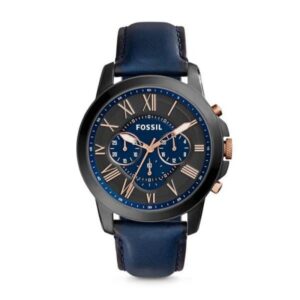 Montre Fossil FS5061 avec bracelet en cuir bleu nuit